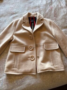 Marc Jacobs Beige Wool-Blend Peacoat with Button Front